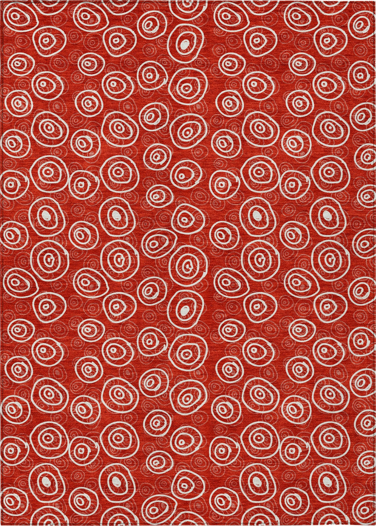 Piper Looms Chantille Circles ACN728 Red Machine Washable Area Rug main image