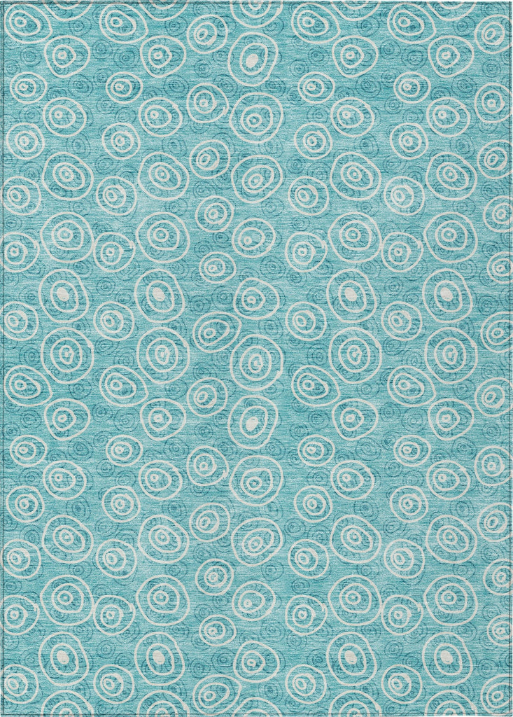 Piper Looms Chantille Circles ACN728 Teal Machine Washable Area Rug main image