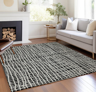 Piper Looms Chantille Stripes ACN729 Black Machine Washable Area Rug Lifestyle Image Feature