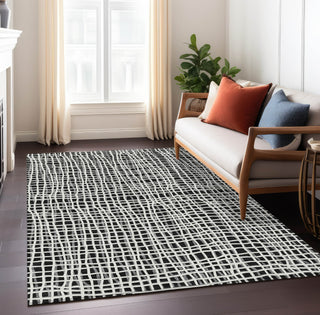 Piper Looms Chantille Stripes ACN729 Black Machine Washable Area Rug Lifestyle Image Feature