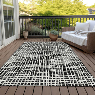 Piper Looms Chantille Stripes ACN729 Black Machine Washable Area Rug Outdoor Lifestyle Image Feature