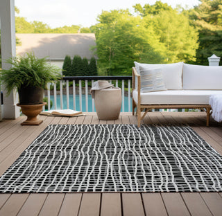 Piper Looms Chantille Stripes ACN729 Black Machine Washable Area Rug Outdoor Lifestyle Image Feature