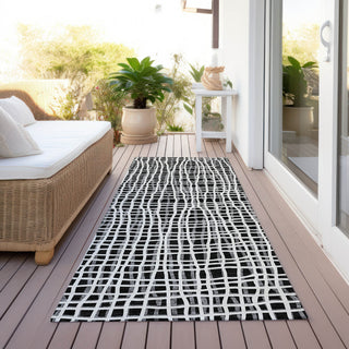 Piper Looms Chantille Stripes ACN729 Black Machine Washable Area Rug Runner Outdoor Lifestyle Image Feature