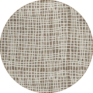 Piper Looms Chantille Stripes ACN729 Brown Machine Washable Area Rug Round Main Image