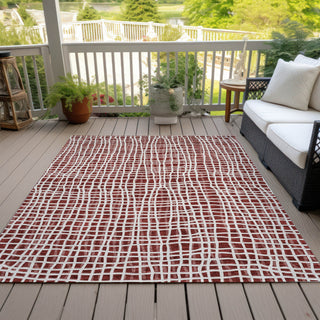 Piper Looms Chantille Stripes ACN729 Burgundy Machine Washable Area Rug Outdoor Lifestyle Image Feature