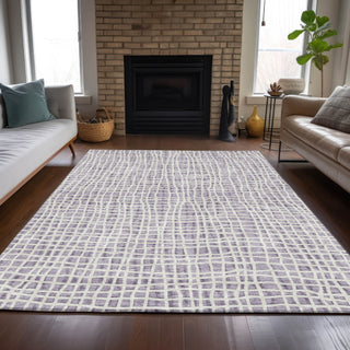 Piper Looms Chantille Stripes ACN729 Lilac Machine Washable Area Rug Lifestyle Image Feature