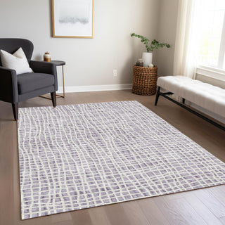 Piper Looms Chantille Stripes ACN729 Lilac Machine Washable Area Rug Lifestyle Image Feature