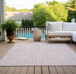 Piper Looms Chantille Stripes ACN729 Pink Machine Washable Area Rug Outdoor Lifestyle Image Feature