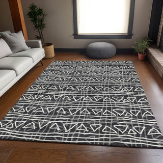 Piper Looms Chantille Bohemian ACN730 Black Machine Washable Area Rug Lifestyle Image Feature