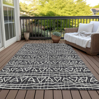 Piper Looms Chantille Bohemian ACN730 Black Machine Washable Area Rug Outdoor Lifestyle Image Feature