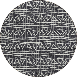 Piper Looms Chantille Bohemian ACN730 Black Machine Washable Area Rug Round Main Image