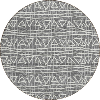 Piper Looms Chantille Bohemian ACN730 Charcoal Machine Washable Area Rug Round Main Image