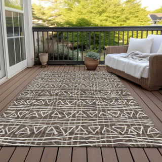 Piper Looms Chantille Bohemian ACN730 Chocolate Machine Washable Area Rug Outdoor Lifestyle Image Feature