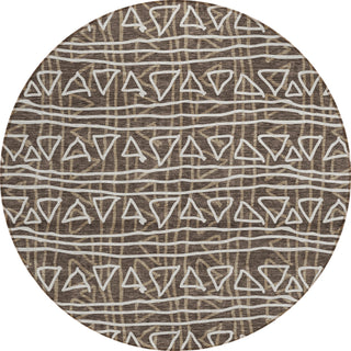 Piper Looms Chantille Bohemian ACN730 Chocolate Machine Washable Area Rug Round Main Image