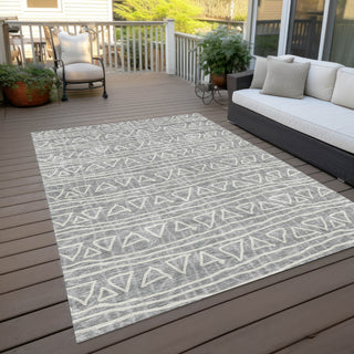 Piper Looms Chantille Bohemian ACN730 Gray Machine Washable Area Rug Outdoor Lifestyle Image Feature