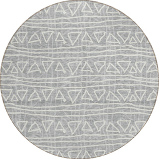 Piper Looms Chantille Bohemian ACN730 Gray Machine Washable Area Rug Round Main Image