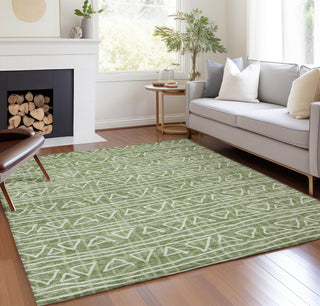 Piper Looms Chantille Bohemian ACN730 Green Machine Washable Area Rug Lifestyle Image Feature