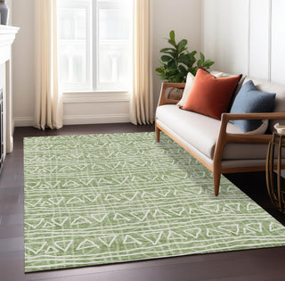 Piper Looms Chantille Bohemian ACN730 Green Machine Washable Area Rug Lifestyle Image Feature