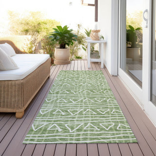 Piper Looms Chantille Bohemian ACN730 Green Machine Washable Area Rug Runner Outdoor Lifestyle Image Feature
