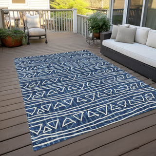 Piper Looms Chantille Bohemian ACN730 Navy Machine Washable Area Rug Outdoor Lifestyle Image Feature