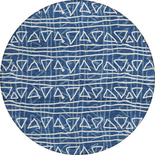 Piper Looms Chantille Bohemian ACN730 Navy Machine Washable Area Rug Round Main Image