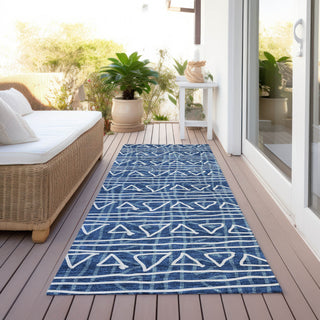 Piper Looms Chantille Bohemian ACN730 Navy Machine Washable Area Rug Runner Outdoor Lifestyle Image Feature
