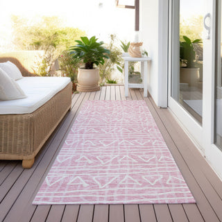 Piper Looms Chantille Bohemian ACN730 Pink Machine Washable Area Rug Runner Outdoor Lifestyle Image Feature