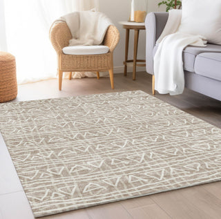Piper Looms Chantille Bohemian ACN730 Taupe Machine Washable Area Rug Lifestyle Image Feature