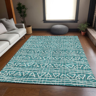 Piper Looms Chantille Bohemian ACN730 Teal Machine Washable Area Rug Lifestyle Image Feature