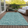 Piper Looms Chantille Bohemian ACN730 Teal Machine Washable Area Rug Outdoor Lifestyle Image Feature