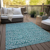 Piper Looms Chantille Bohemian ACN730 Teal Machine Washable Area Rug Outdoor Lifestyle Image Feature