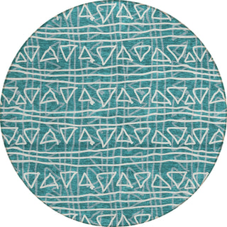 Piper Looms Chantille Bohemian ACN730 Teal Machine Washable Area Rug Round Main Image