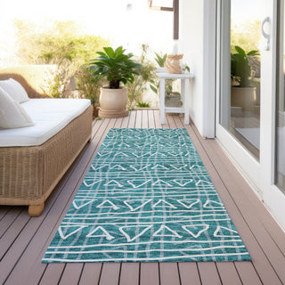 Piper Looms Chantille Bohemian ACN730 Teal Machine Washable Area Rug Runner Outdoor Lifestyle Image Feature