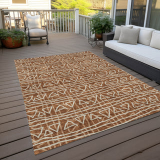 Piper Looms Chantille Bohemian ACN730 Terracotta Machine Washable Area Rug Outdoor Lifestyle Image Feature