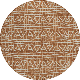 Piper Looms Chantille Bohemian ACN730 Terracotta Machine Washable Area Rug Round Main Image