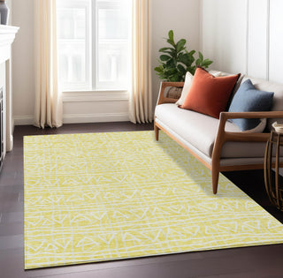 Piper Looms Chantille Bohemian ACN730 Yellow Machine Washable Area Rug Lifestyle Image Feature
