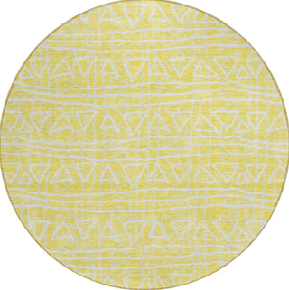 Piper Looms Chantille Bohemian ACN730 Yellow Machine Washable Area Rug Round Main Image