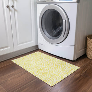 Piper Looms Chantille Bohemian ACN730 Yellow Machine Washable Area Rug Scatter Lifestyle Image Feature