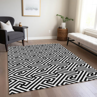 Piper Looms Chantille Geometric ACN731 Black Machine Washable Area Rug Lifestyle Image Feature