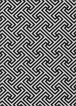 Piper Looms Chantille Geometric ACN731 Black Machine Washable Area Rug main image