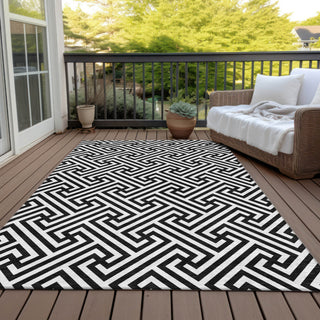 Piper Looms Chantille Geometric ACN731 Black Machine Washable Area Rug Outdoor Lifestyle Image Feature