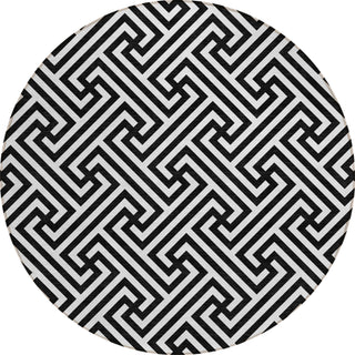 Piper Looms Chantille Geometric ACN731 Black Machine Washable Area Rug Round Main Image