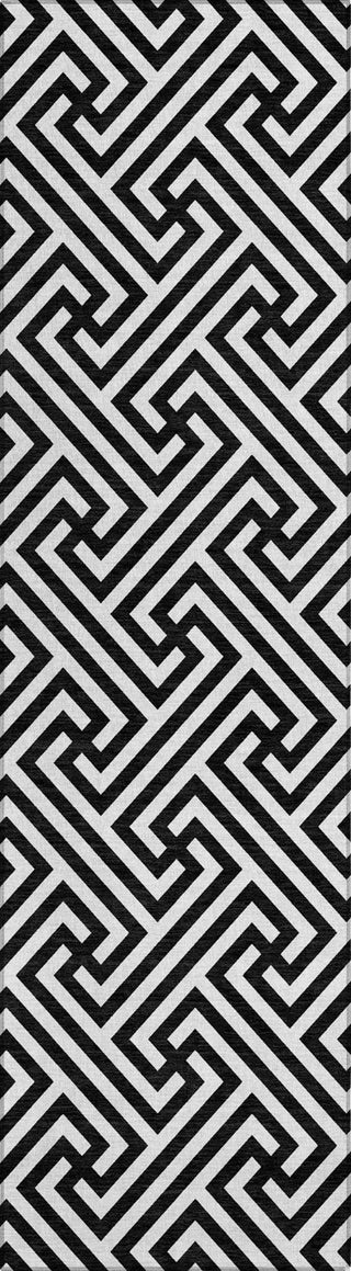 Piper Looms Chantille Geometric ACN731 Black Machine Washable Area Rug Runner Main Image