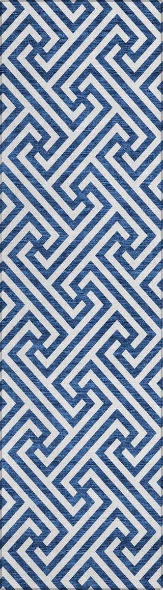 Piper Looms Chantille Geometric ACN731 Blue Machine Washable Area Rug Runner Main Image