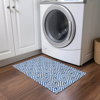 Piper Looms Chantille Geometric ACN731 Blue Machine Washable Area Rug Scatter Lifestyle Image Feature