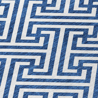 Piper Looms Chantille Geometric ACN731 Blue Machine Washable Area Rug Swatch Image