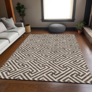 Piper Looms Chantille Geometric ACN731 Brown Machine Washable Area Rug Lifestyle Image Feature