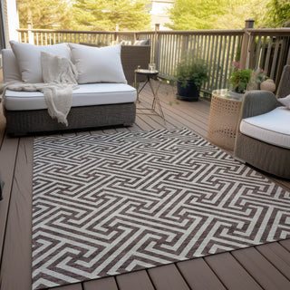 Piper Looms Chantille Geometric ACN731 Brown Machine Washable Area Rug Outdoor Lifestyle Image Feature