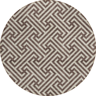 Piper Looms Chantille Geometric ACN731 Brown Machine Washable Area Rug Round Main Image