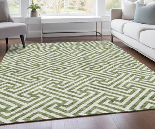 Piper Looms Chantille Geometric ACN731 Green Machine Washable Area Rug Lifestyle Image Feature